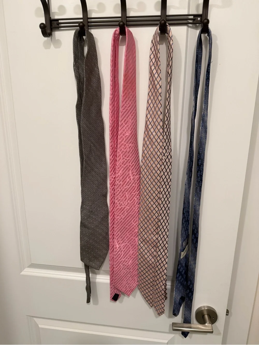 Assorted Men's Silk Neckties in Gray, Pink, Peach & Blue